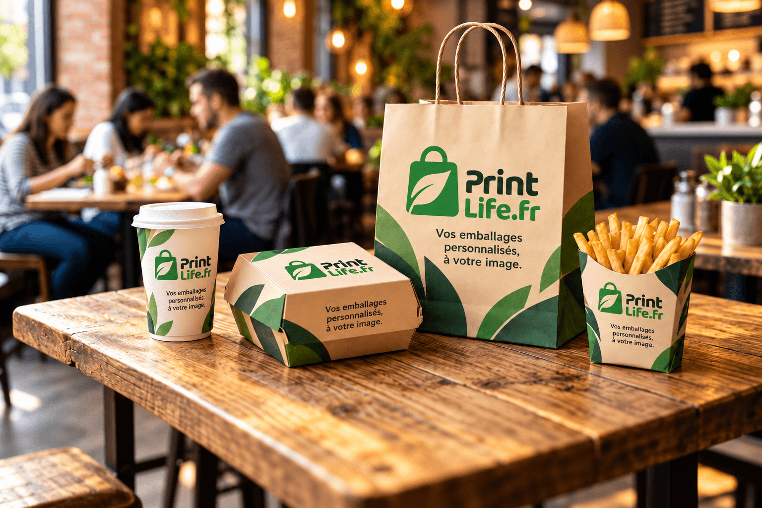 Emballages personnalisés Print Life dans un café